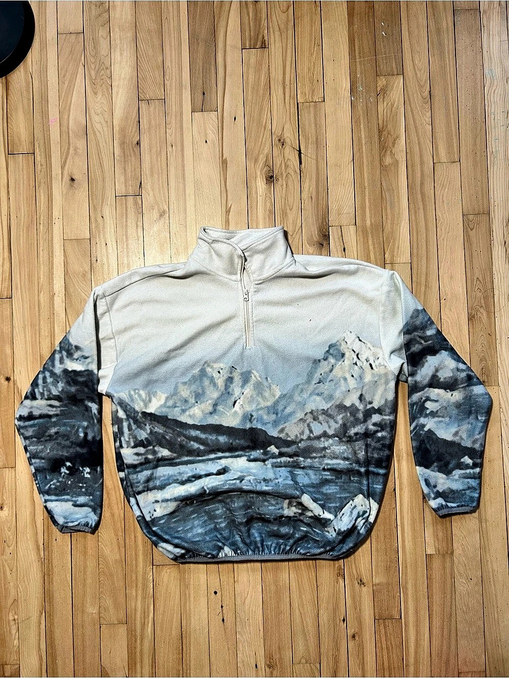 Quarter-Zip, mountain landscape print
